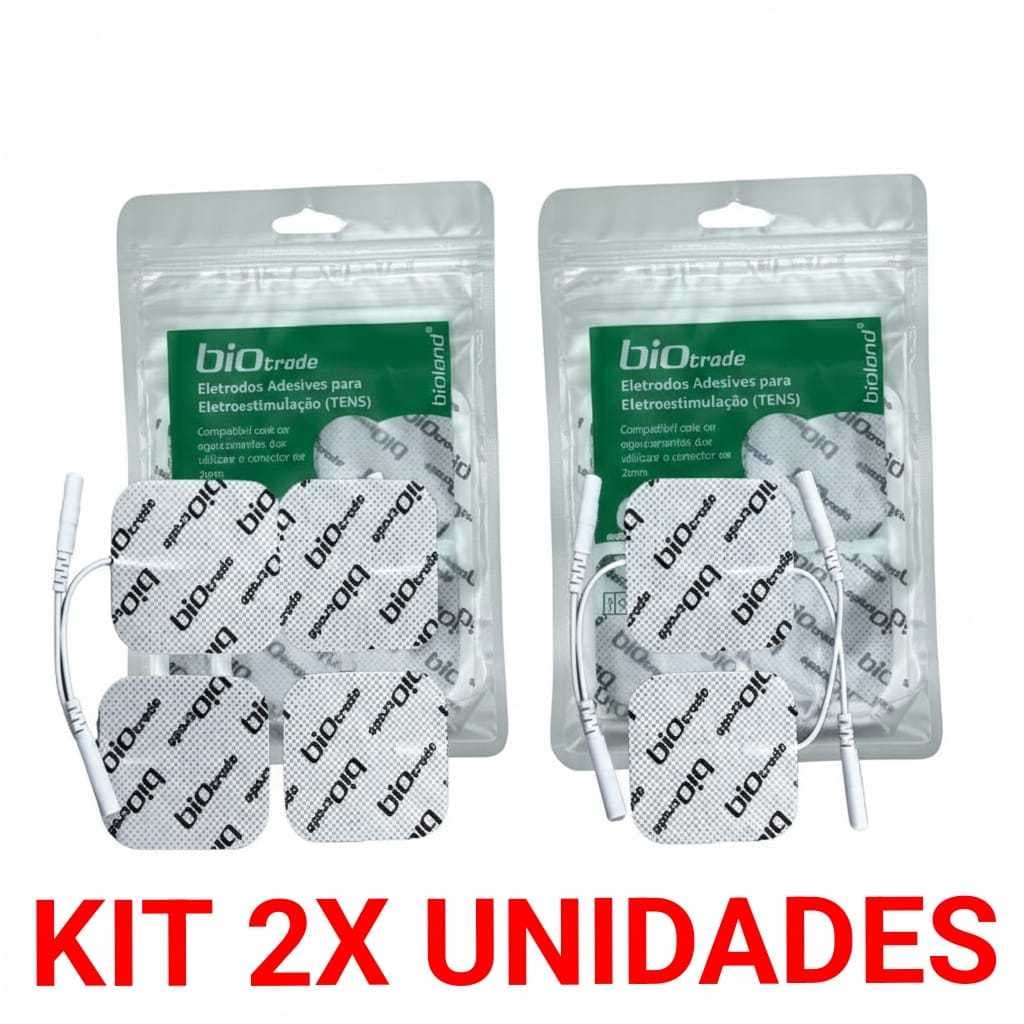 KIT 2X (Dois) Eletrodos Adesivo Tens Eletroestimulação 4un 5x9/5x5 BIOLAND Biotrode