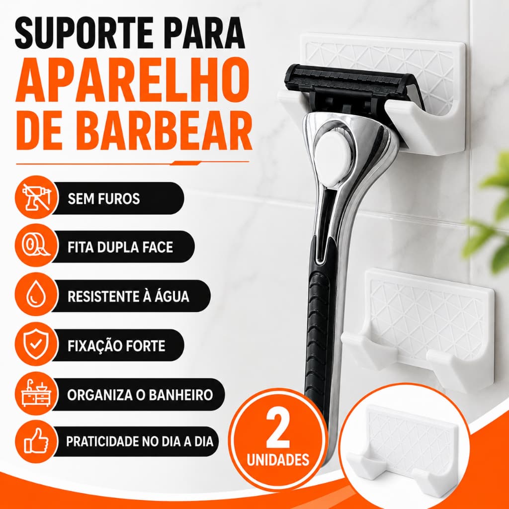Suporte Para Gilete Parede Sem Furo 3M Banheiro Organizador Premium Forte Fixação Segura