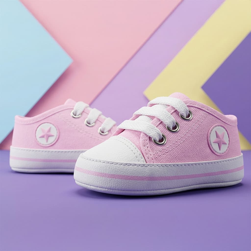Tênis Bebê Recém Nascido Enxoval Menina Delicado Rosa Confortável Macio - PROMOÇÃO