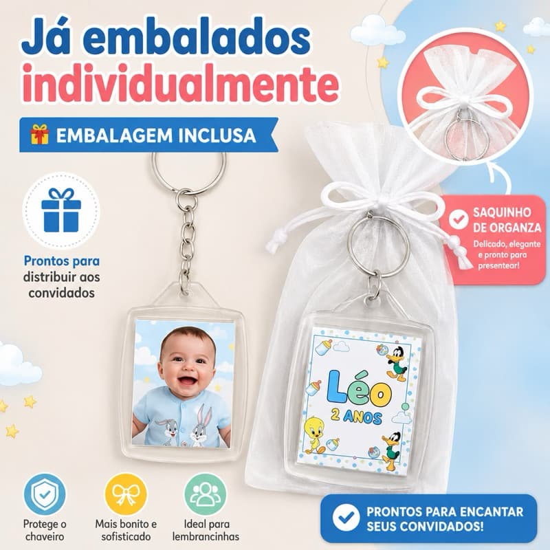 Chaveiro de Acrílico 3x4 Personalizado - Lembrancinha  10/20/30/40 - Qualquer tema