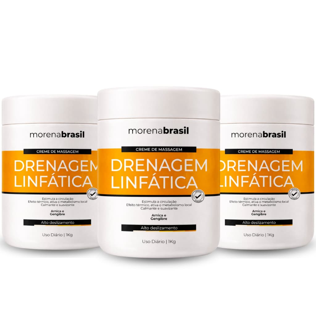 Kit 3X Creme de Massagem Drenagem Linfática – Estimula a Circulação Sanguínea e Linfática