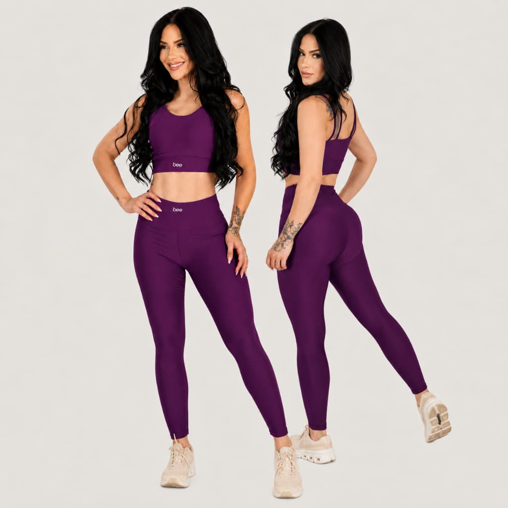 Roupa Fitness Feminina Legging e Top com Bojo Zero Transparência Cós Alto Academia Treino Musculação Yoga Corrida