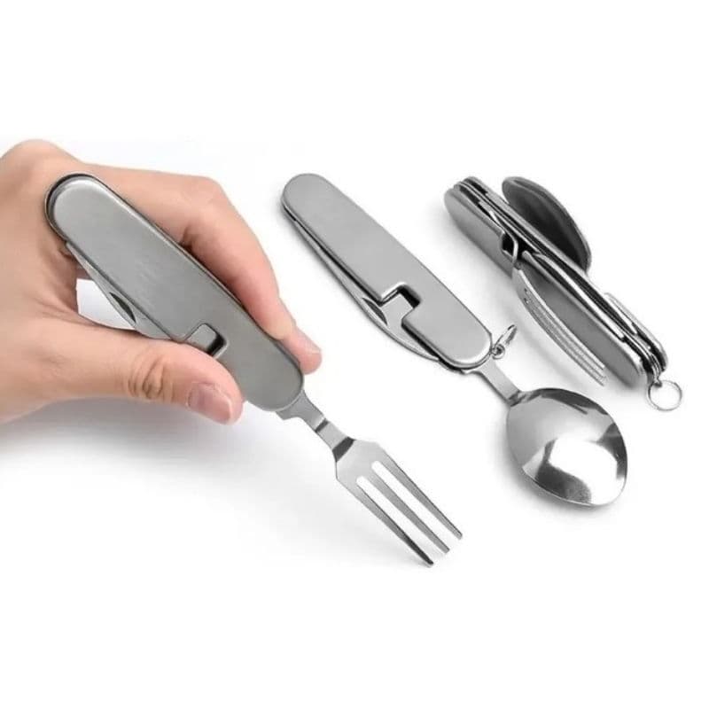 Kit mini talheres dobráveis para viagens acampamentos