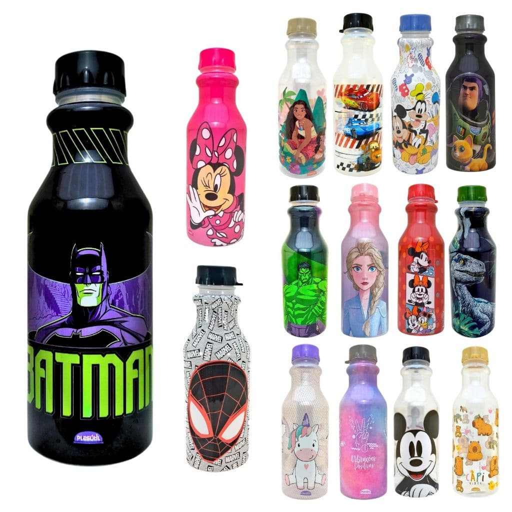 Garrafinha de Água Infantil 500 ML Escolar Plasútil