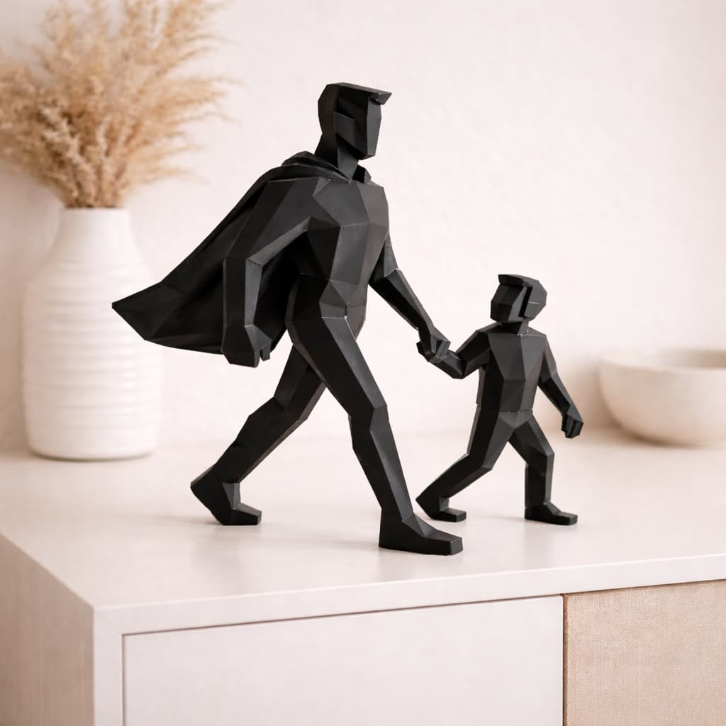 Escultura Pai e Filho Pai e Filha minimalista Heroi Decorativa Dia dos Pais amor Sentimento paixão herança exemplo papai