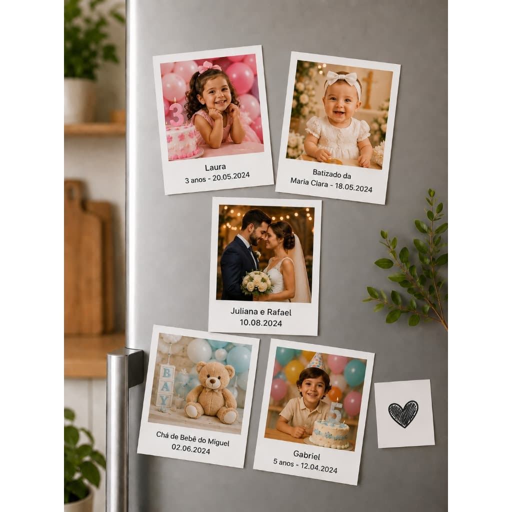 Lembrancinha Foto com Ímã Personalizada 8,5x6,5 cm | Aniversário, Casamento, Batizado e Chá de Bebê