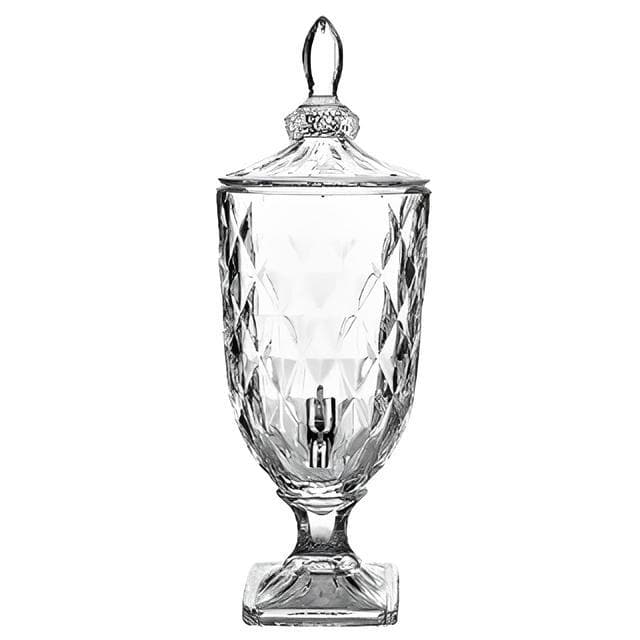 Suqueira de Vidro Diamond 5 Litros Com Torneira Dispenser De Bebidas E Suco Para Festa Casamento Grande  5L 123Util