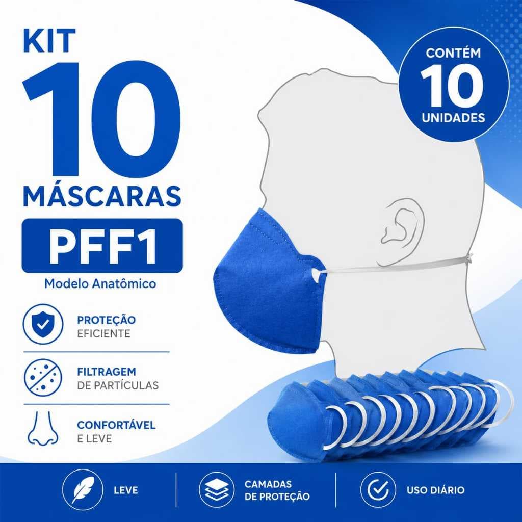 Máscara PFF1 sem Válvula KIT com 10 Unidades