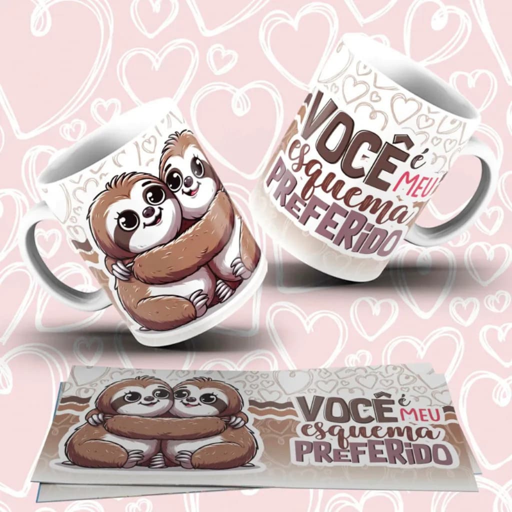 Caneca Personalizada Casal Namorados Animais Fofos e Frases