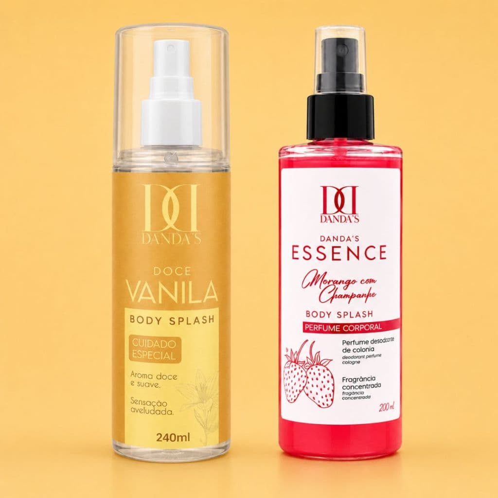 Body Splash Desodorante Corporal Perfume Colônia Feminino Vanila Morango com Champanhe 200ml Kit 2