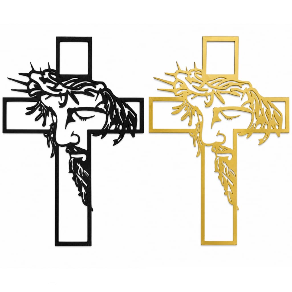 Crucifixo Vazado Com Face De Cristo Decoração Parede Sala Quarto