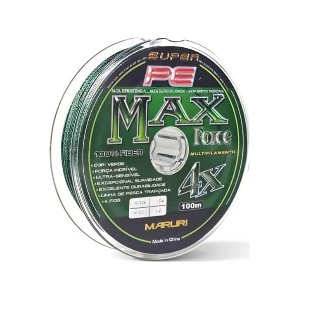 Linha Multifilamento Super PE Max Force 4X - 0.20mm 25lbs 100m Cinza Ideal para Tucunaré Robalo