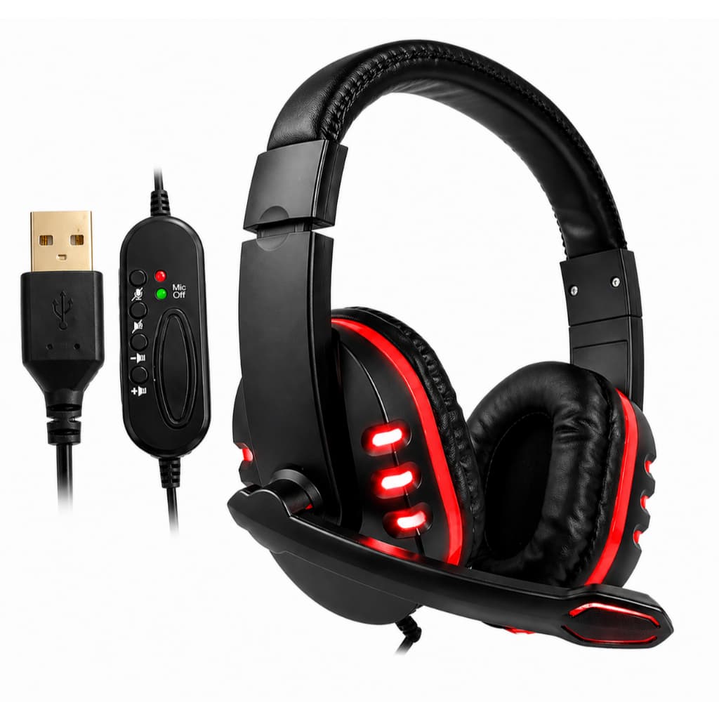 Fone Gamer Confortável RGB Mic USB P2 para PC e Jogos