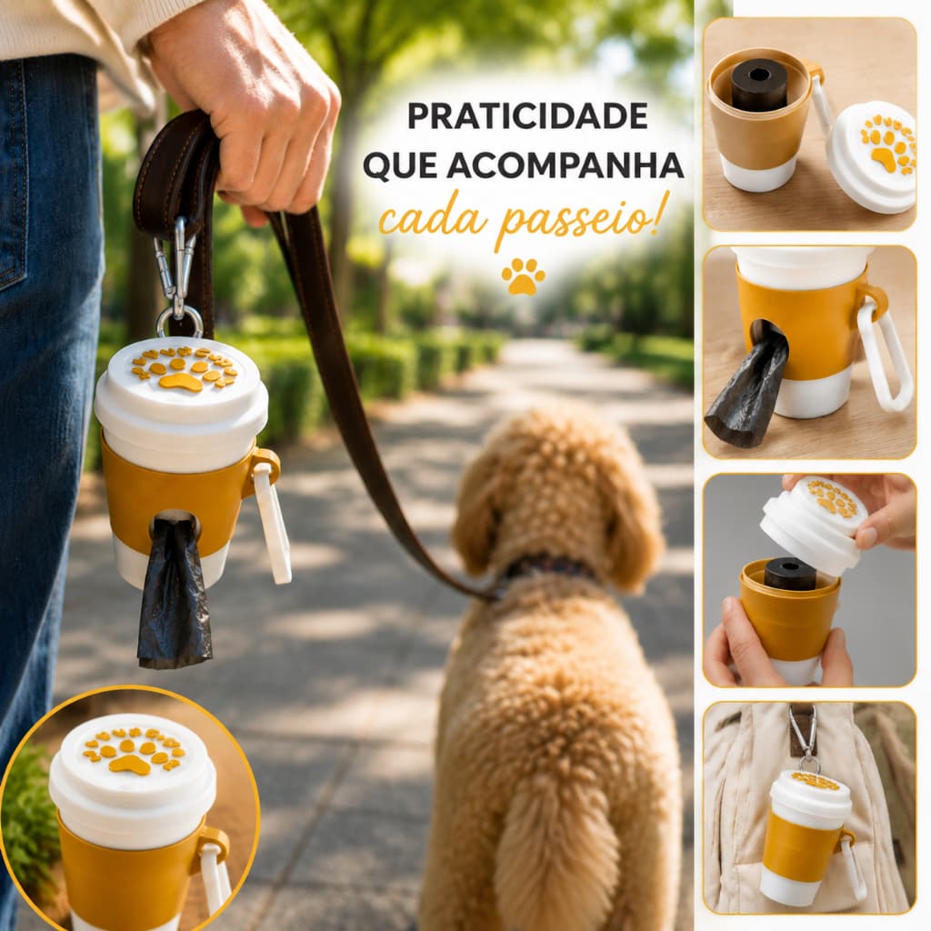 Porta Saquinho Higiênico Pet PupCup Impressao 3D PLA Com Mosquetao Passeio Cachorro