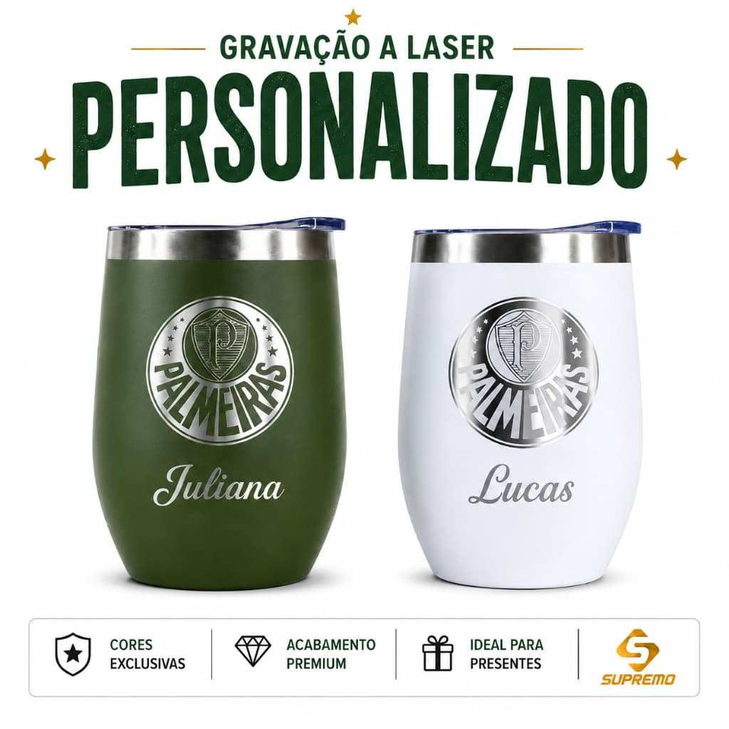 Copo cuia Palmeiras 360 ml Termico Personalizado a Laser