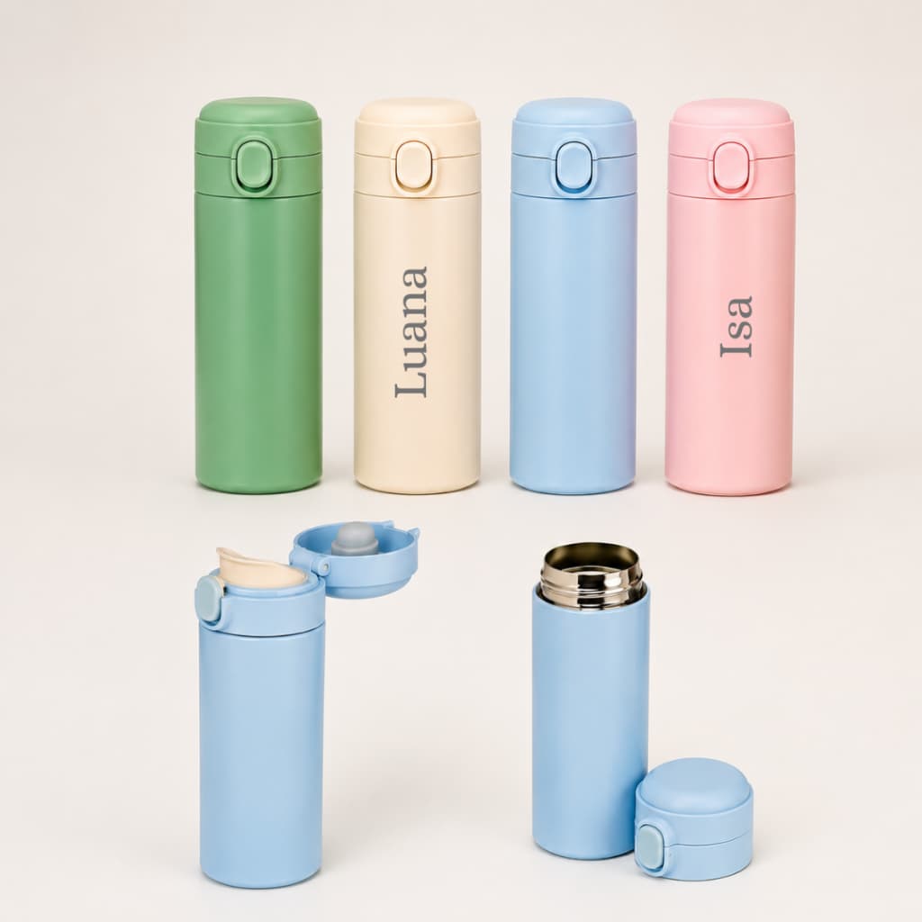Garrafa Térmica Água Personalizada Nome 400ml Colors Kids Enjoy
