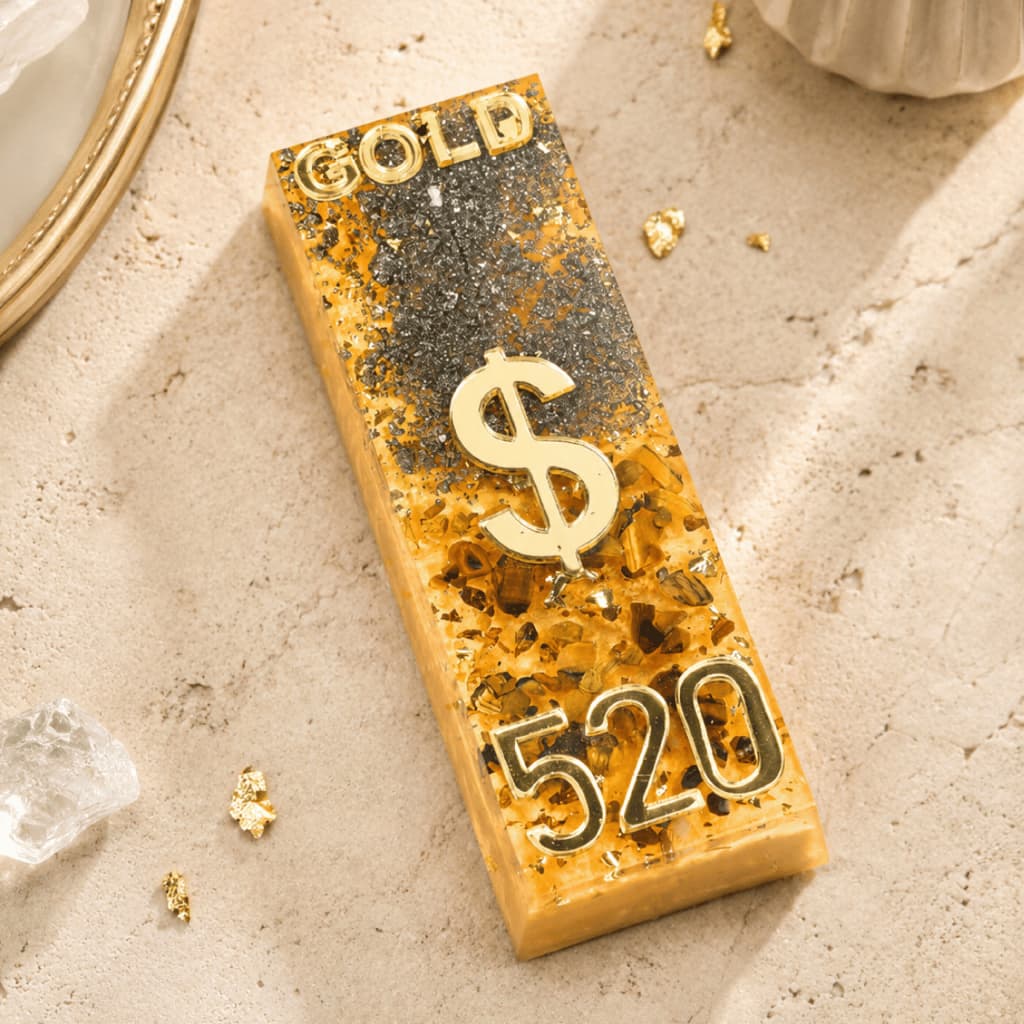 Orgonite Barra De Ouro Artesanal Dourada Com Cristais 520 Decoração Energética Ambiente Proteção