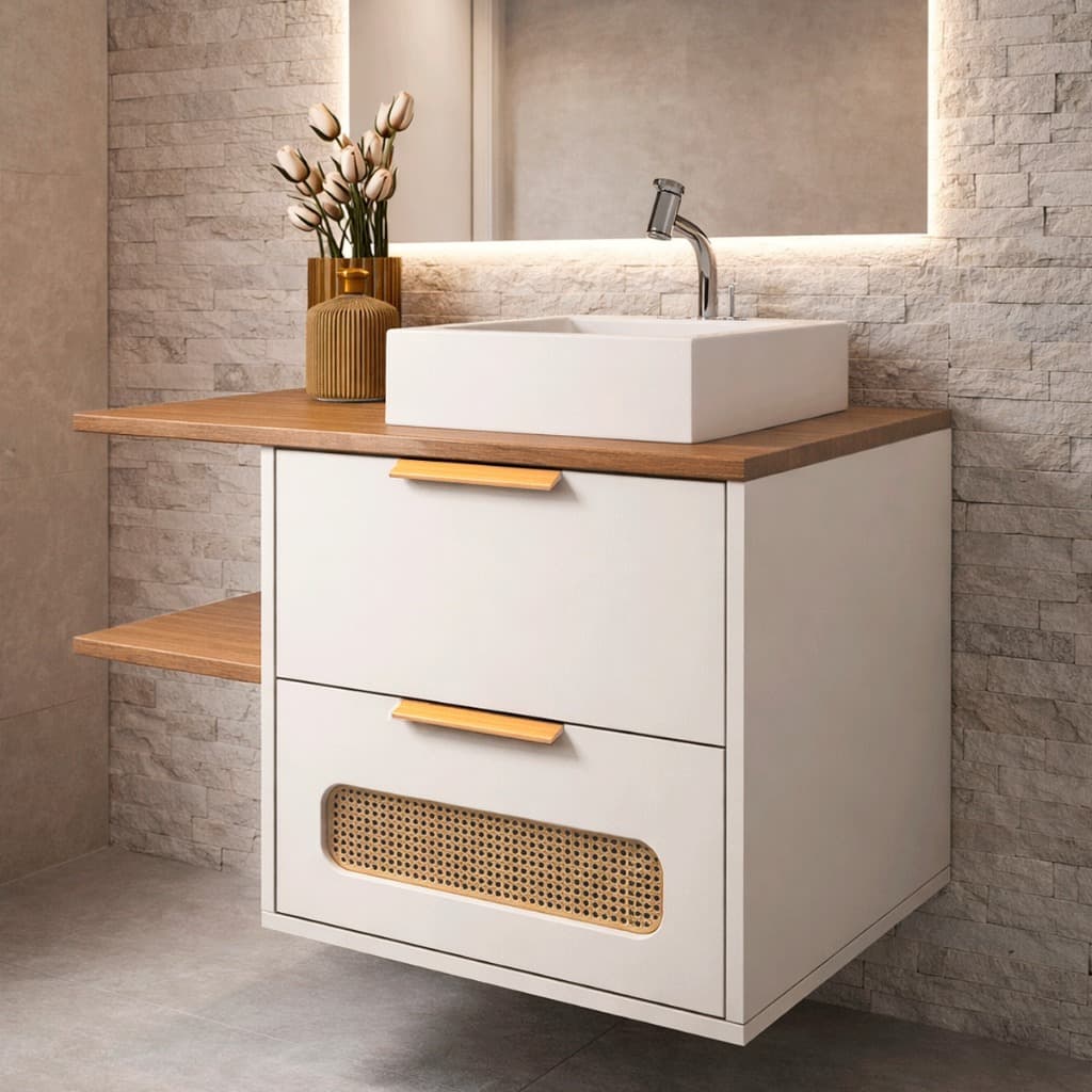 Gabinete Armario de Banheiro 100% MDF - Pavia 70cm