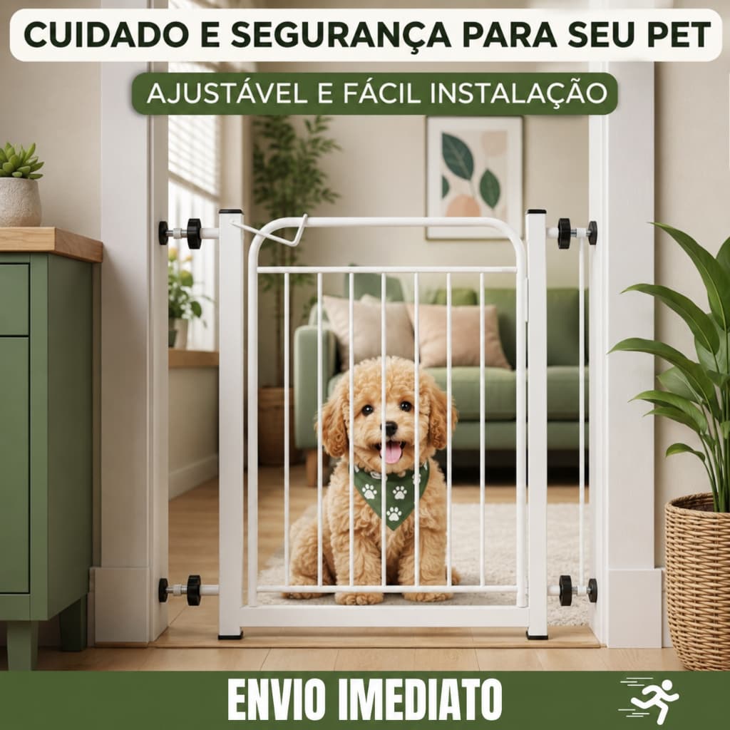 Portão | Pet Cachorro - Cerca Corredor (68 a 83cm) Grade de Proteção Para Cães Sem Furação Ajustável