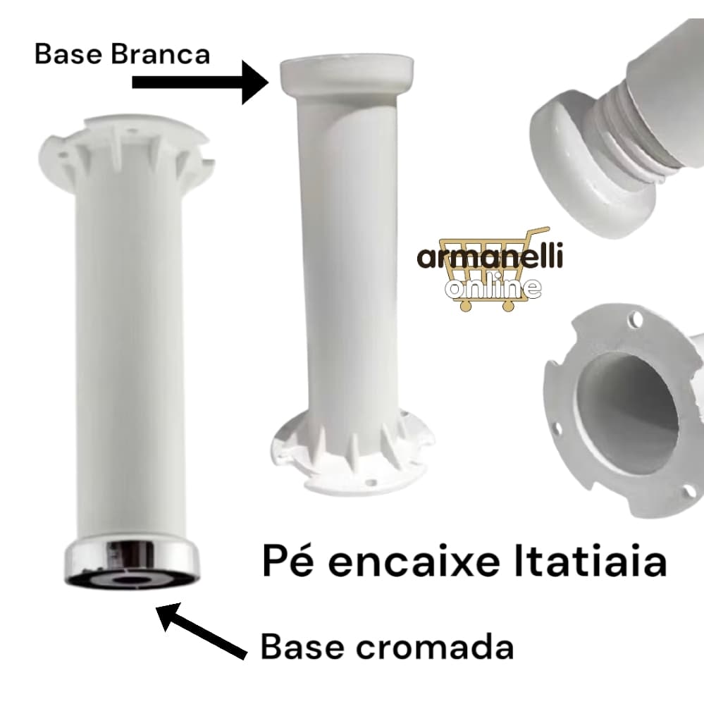 Kit 4 Pés Reguláveis para Armário Itatiaia 15 a 17cm c/ Encaixe – Reposição/Substituição