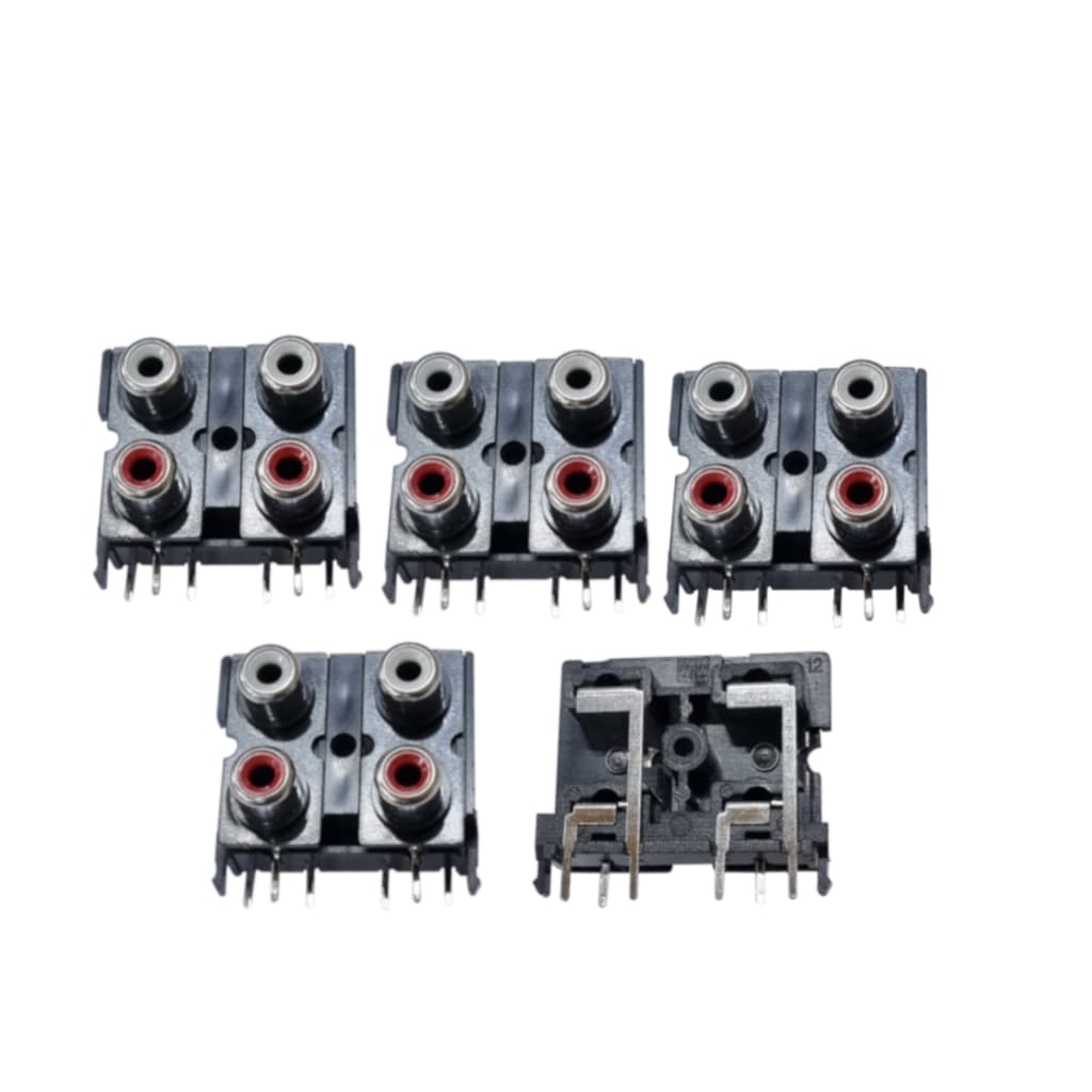 Conector Rca 2x2 Av4-8,4-7 Vermelho E Branco - Kit 5 Un