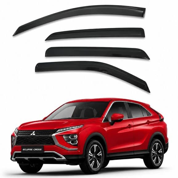 Calha de Chuva Defletor  Eclipse Cross 2022 a 2024 4 Portas Acrílico Fumê Ecoflex