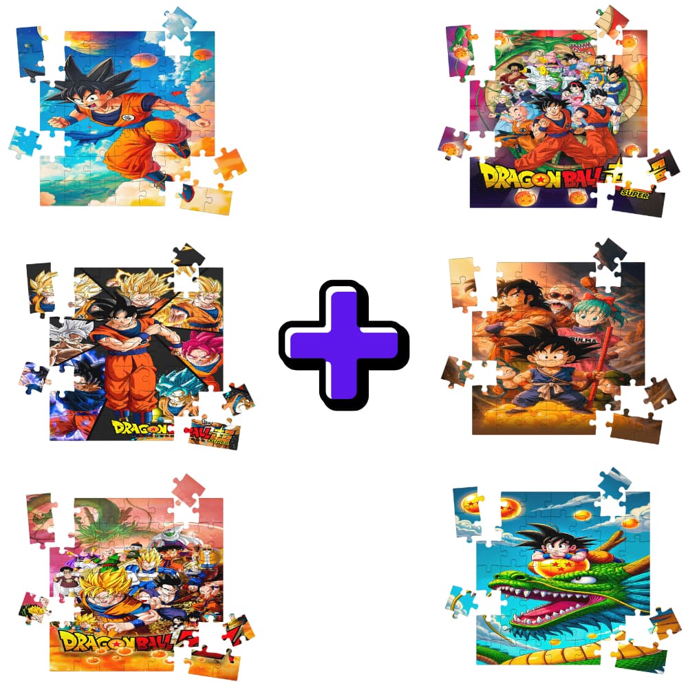 Kit 6 Quebra-cabeças Mdf Infantil Dragon Ball Z - 16 Peças Cada Vários Modelos