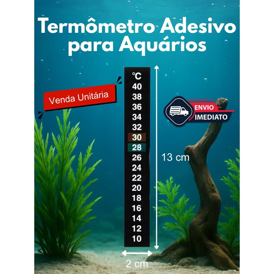 Termômetro Adesivo para Aquário de Peixes, Medir Temperatura - Betta Platy Molinésia Guppy e Tetra