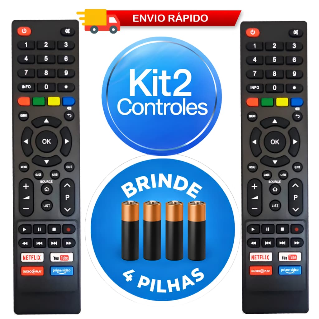 Controle Remoto Compatível com Televisão Philco e Britânia Smart TV + Pilhas | Envio Imediato