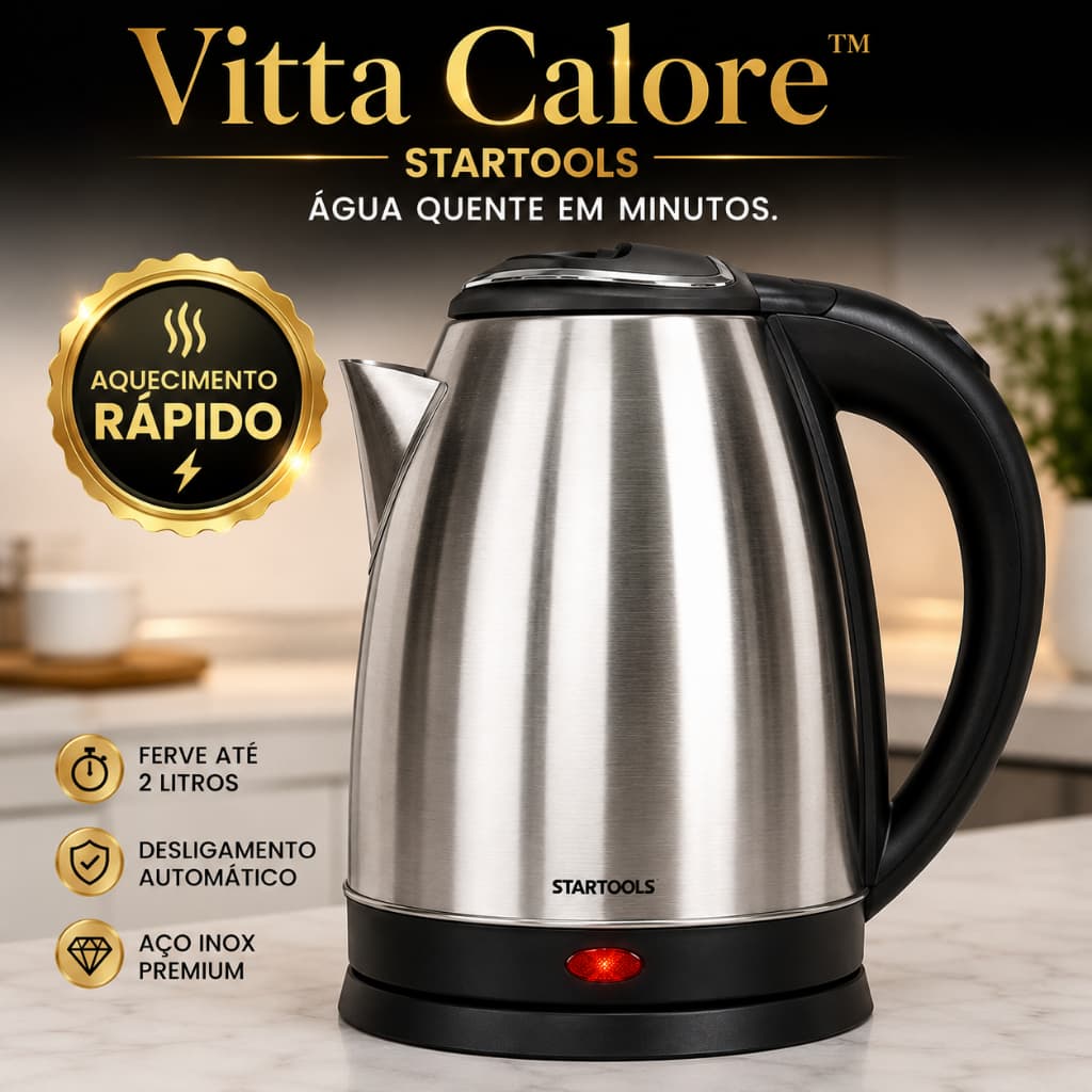 Chaleira Elétrica Inox 2 Litros Cozimento Rápido Prática Compacta 127V