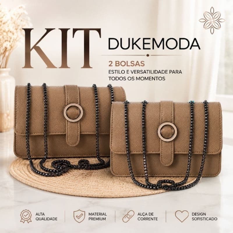 Kit 2 Bolsas Femininas Transversais com Alça de Corrente – Elegantes e Versáteis