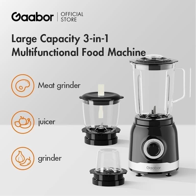 Gaabor Processador 1,6L 500W Moedor de Carne + Liquidificador + Triturador – Potente JM-16M02A