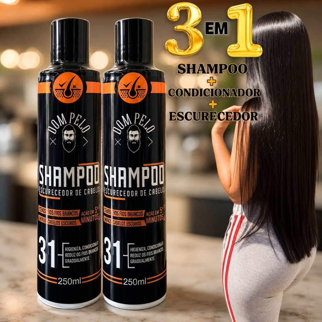 Shampoo Escurecedores Dom Pelo 250ml Reduz Fios Brancos -Dom Pelo Original
