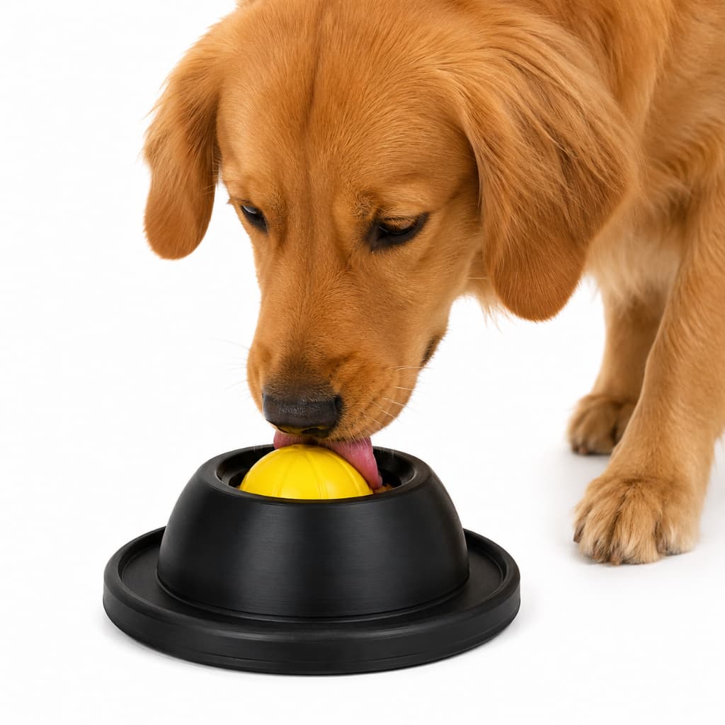 Brinquedo Interativo para Cães Bola Giratória Anti Ansiedade Dispenser Petisco Lambedor Comedouro Lento Pet