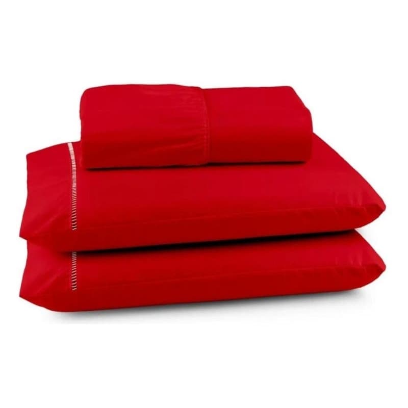 Jogo Lençol com Elástico Cama Casal Padrão Box Liso Jogo De 4 Peças Algodão Percal Toque Macio Conforto
