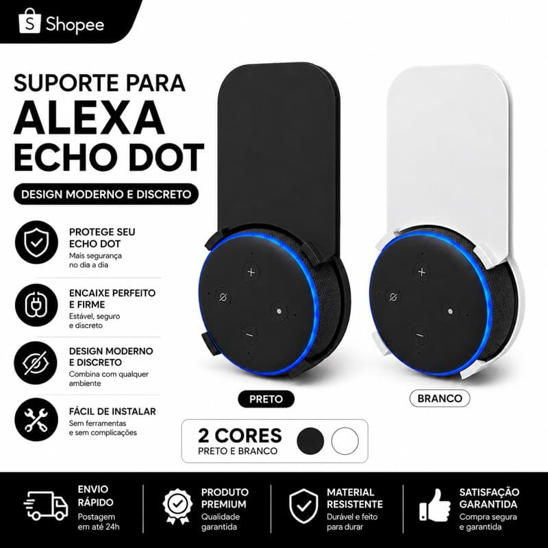. Suporte para Alexa Echo Dot de Tomada