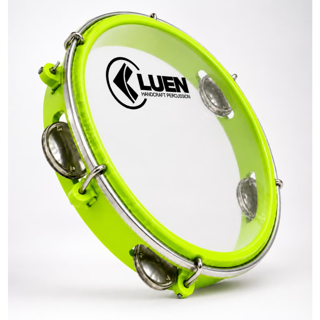 Pandeiro 8" ABS Plat. Inox Junior Infantil Pele Cristal Luen 40084 Verde