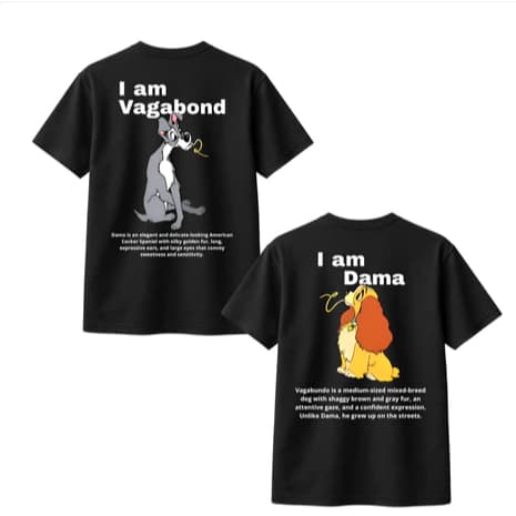 Conjuntos Camisetas De Casal Dama e o Vagabundo Algodão Premium Streetwear
