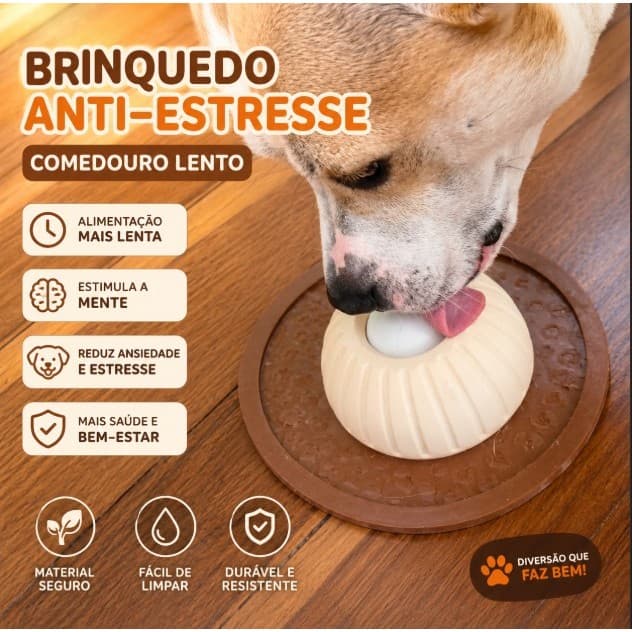 Brinquedo Interativo Lambedor Inibidor de Ansiedade Comedouro Lento para Cães e Gatos