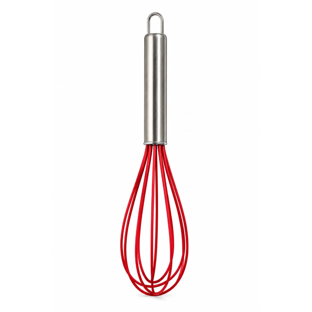 Batedor De Silicone Cabo Inox Vermelho Belakaza 25cm