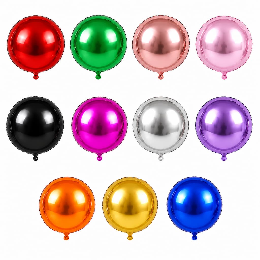 Kit 5 Balões Metalizado Redondo 10 Polegadas 22cm Festa Aniversário Colorido