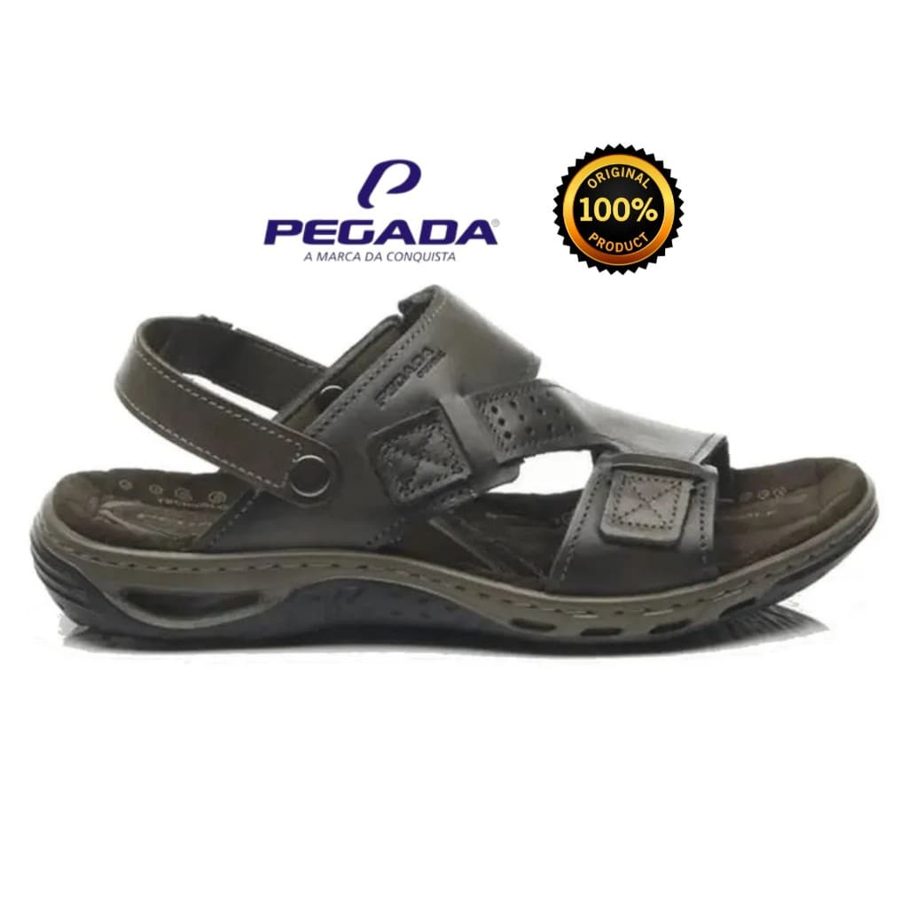 Sandália Pegada Masculina Em Couro Conforto Durável 131662