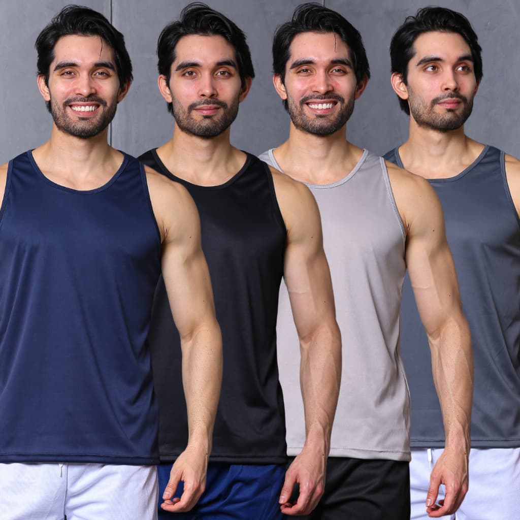 KIT 4 Regata Dry Fit Masculina - Casual - Treino - Academia - Esportes - Exercícios - Corrida