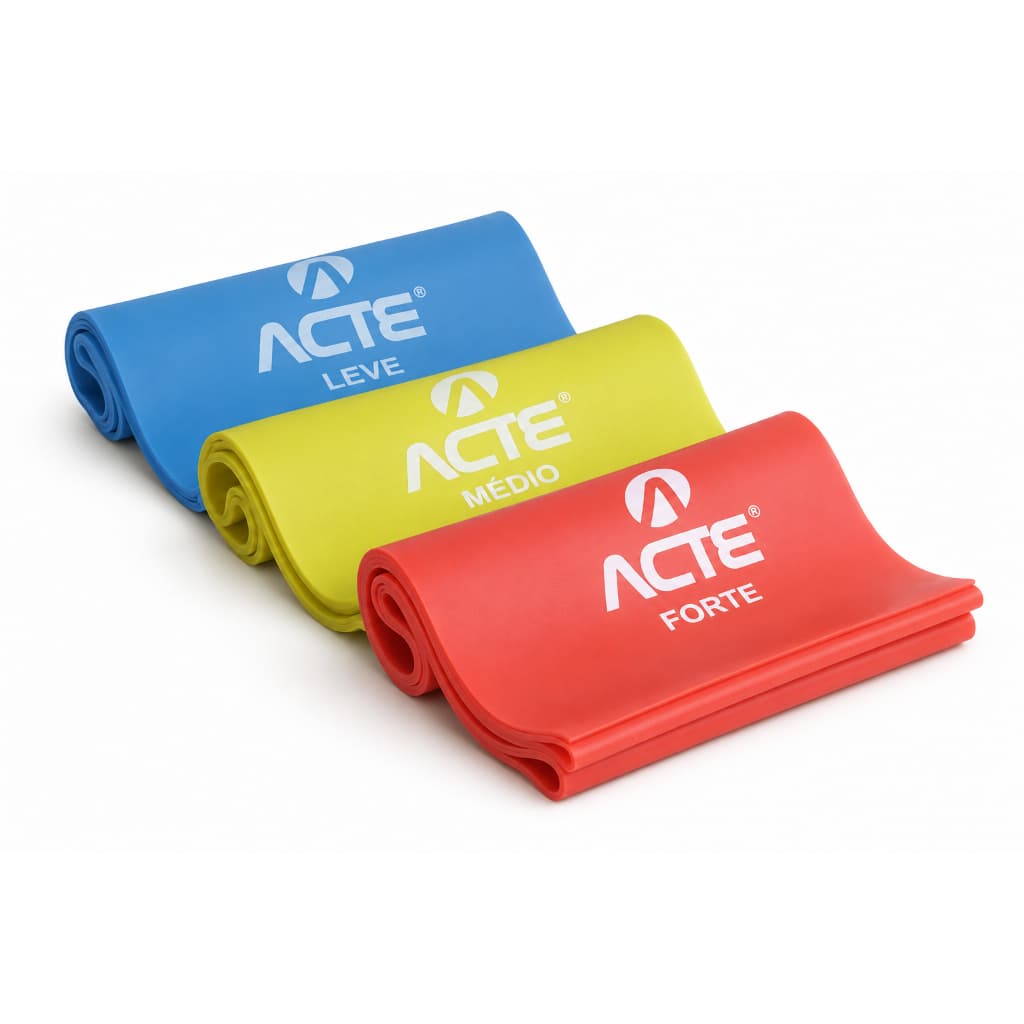 Kit 3 Faixa Elástica Band 150cmx12cm Acte Leve Médio E Forte