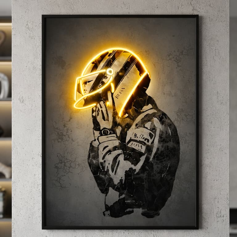 Quadro Decorativo Grande Ayrton Senna Capacete 90x60 cm com Vidro e Moldura Premium Entrega Rapida