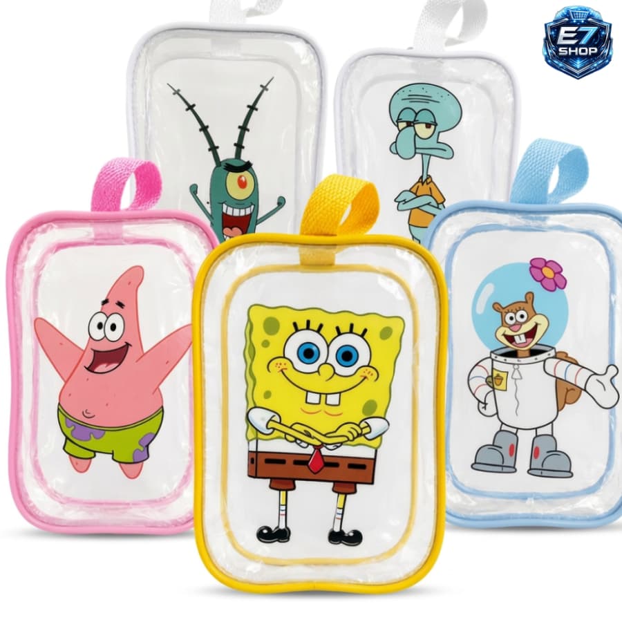 Necessaire Porta Objetos Transparente Bob Esponja Impermeável Personalizado em Dtf
