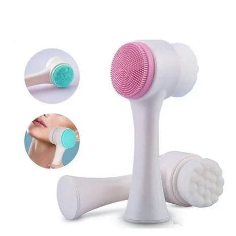 ESPONJA DE LIMPEZA FACIAL 2 EM 1 CERDAS MACIAS E SILICONE - LIMPEZA PROFUNDA