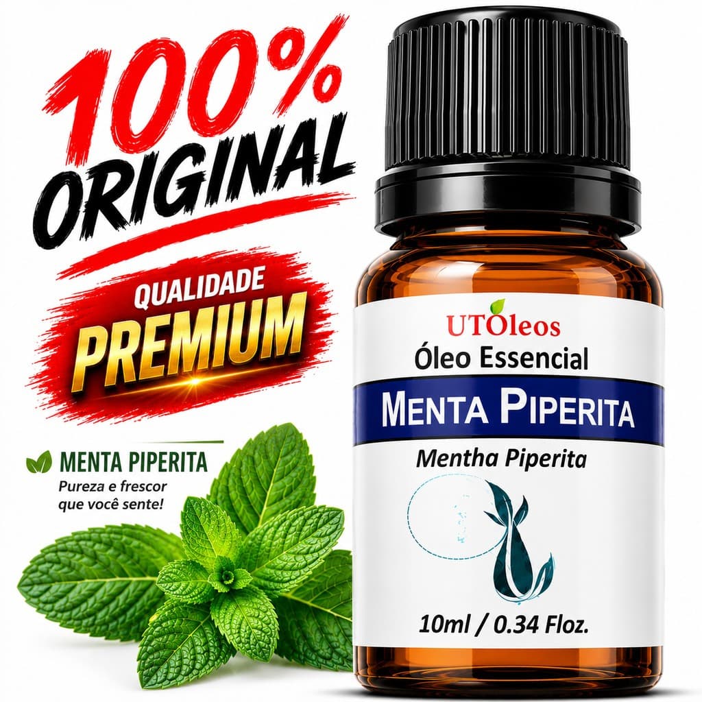 Oleo Essencial Menta Piperita Puro Hortela Pimenta Natural Aromaterapia Difusor Concentracao 10ml
