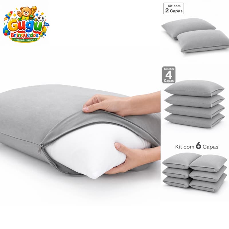 Kit Capa Travesseiro com Ziper com 2 4 6  Fronhas para Travesseiro