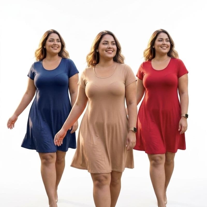 Vestido Moda Evangélica Vestido básico plus size Camisetão Vestido Soltinho Vestido Midi